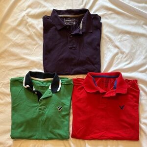 American Eagle Outfitters Red, Green, and Eddie Bauer Plum Polo Shirts